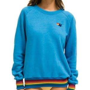 Aviator nation rib crew sweatshirt in the color “ocean”. Size small